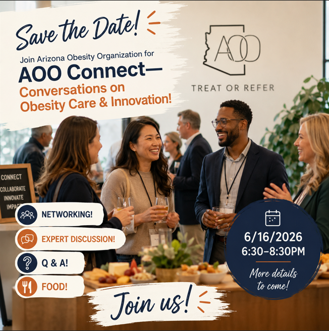 AOO Connect — Save the Date. Tuesday, June 16, 2026, 6:30–8:30 PM. Conversations on Obesity Care & Innovation.
